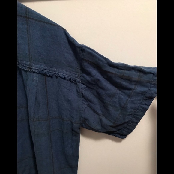 SALE NWT Free People Love Buzz Dress Med Blue Plaid - Picture 13 of 14